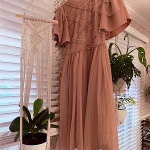 Ivy City Co Blush Midi Dress with Ruffles